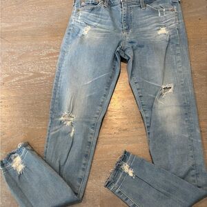AG Adriano Goldschmied Light Blue Distressed Skinny Jeans